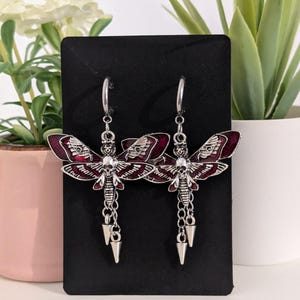 Death Head Moth Drop (Red) Earrings