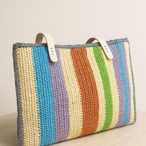 Bunte häkeln Tote Bag, handgemachte Boho Schultertasche