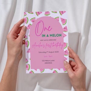 One In A Melon First Birthday Party Invitation - Editable Template - Instant Download