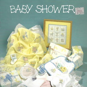 Vintage Baby Shower Cross-Stitch Pattern by Sue Hillis