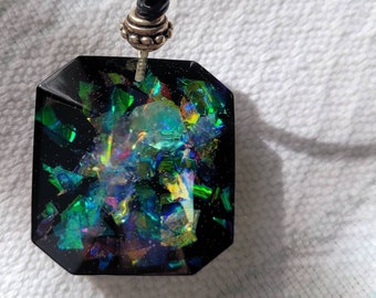 NEW JEWELRY LISTING- Faux Black Opal Necklace