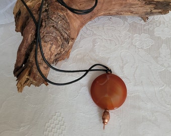 Brand New Jewelry Listing, Large Faceted Carnelian Agate Necklace with Copper
