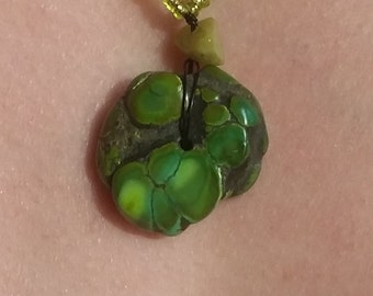 Rare Lime Green Chunky Turquoise Nugget, Glass and Copper Necklace