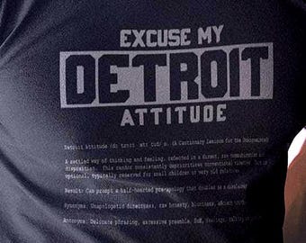 Excuse My Detroit Attitude T-Shirt, Classic Retro Dictionary Graphic Shirt Black