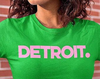 Detroit  Essential Minimalist Style PINK Bold Print T Shirt