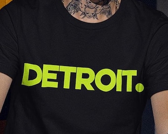 Detroit  Essential Minimalist Style Bold NEON Print T Shirt
