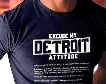 Excuse My Detroit Attitude T-Shirt, Classic Retro Dictionary Graphic Shirt White