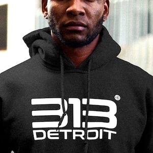 313 Detroit Area Code Heavyweight Hoodie, Minimalist    Essential