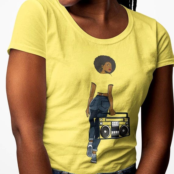 Boombox Afro Girl T-Shirt - Womens Slim Fit - Detroit State™