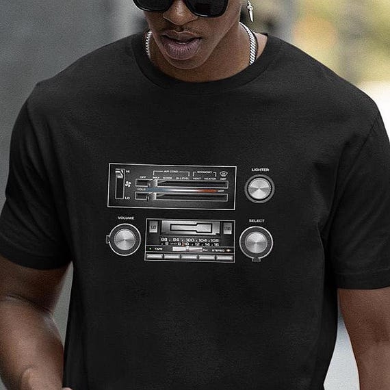 Retro 80s Car Radio Climate Control T-Shirt, GM Dashboard Graphic Tee
