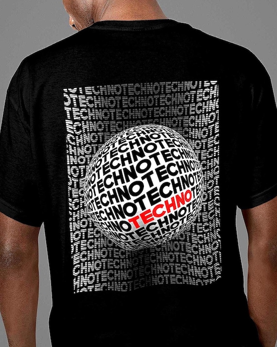 Abstract Techno T-Shirt – 3D Graphic EDM Festival Design Front/Back