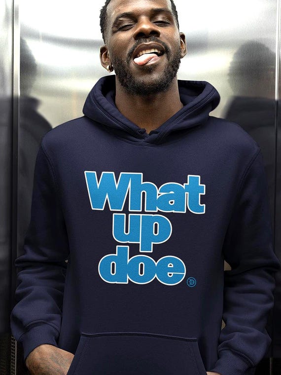 Detroit What Up Doe Heavyweight Hoodie, Minimalist Industrial Streetwear