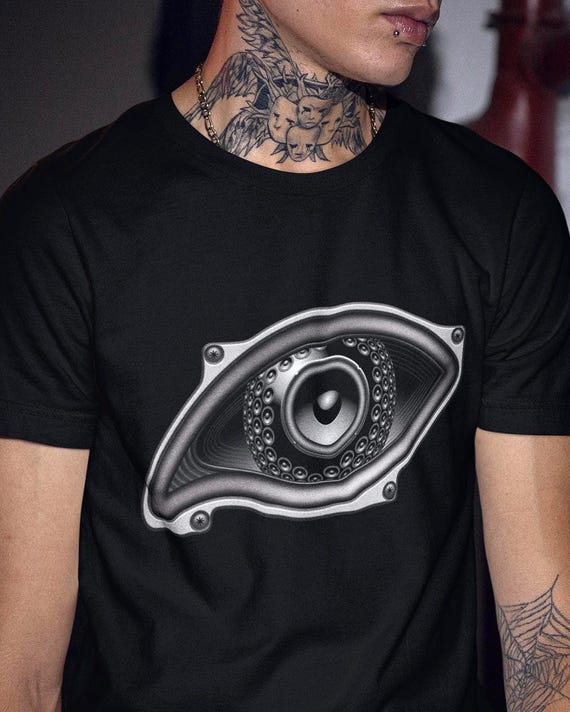 Eye Shaped Speaker Graphic Art Techno EDM Rave Party T-Shirt