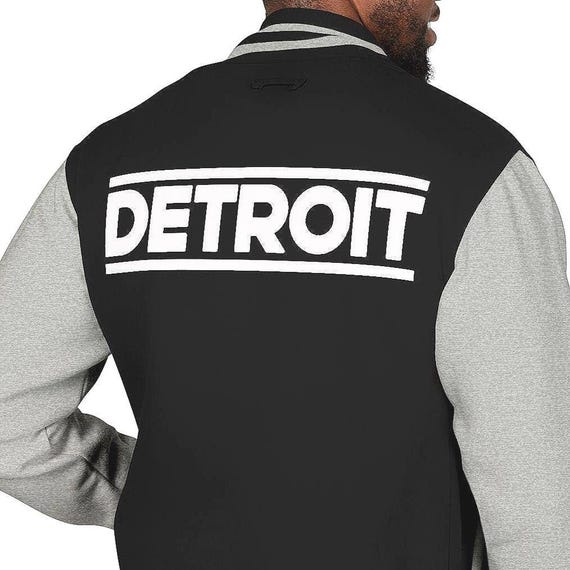 Detroit Fleece Varsity Jacket Bold Back Print
