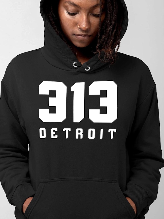 313 Detroit Area Code Heavyweight Hoodie, Minimalist Industrial Native Essential