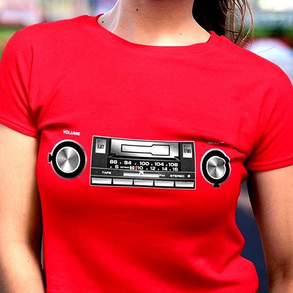 Retro Car Stereo Womens Slim Fit T-Shirt