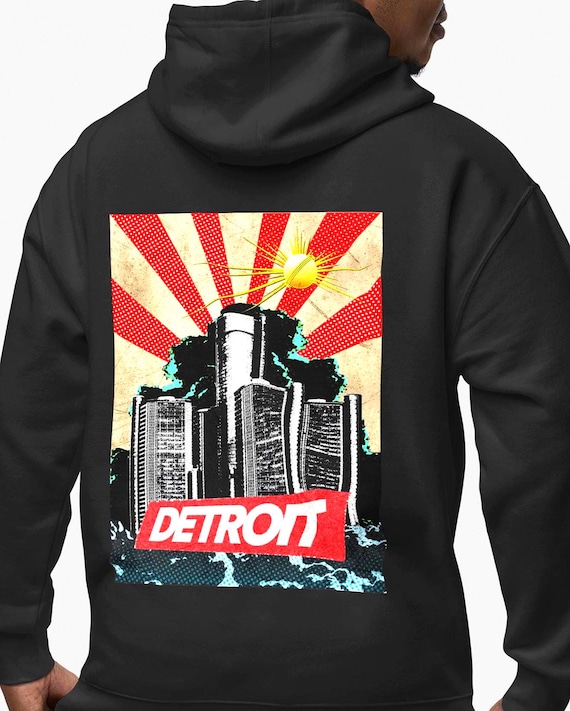 Detroit Renaissance Center Back Design Hoodie Pop Art Vintage Retro Ren Cen- Detroit State™