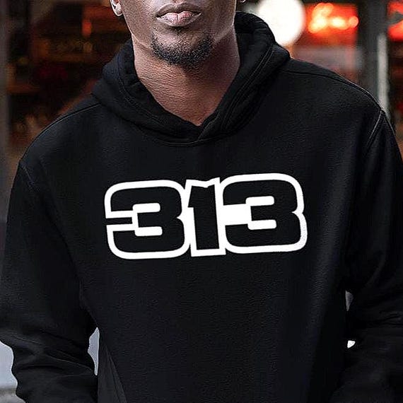313 Detroit Area Code Heavyweight Hoodie, Minimalist Essential