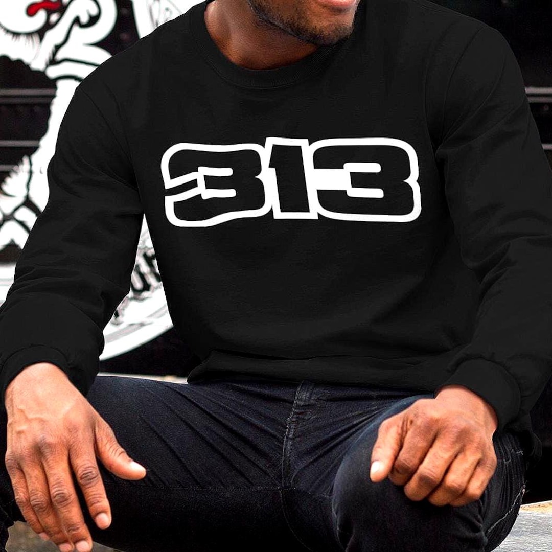 313 Detroit Area Code Crewneck Sweatshirt, Minimalist Industrial ...