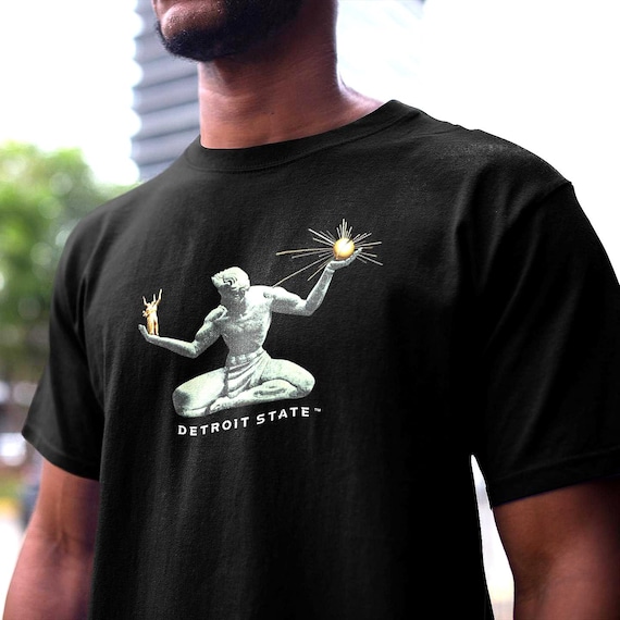 Spirit of Detroit Statue T-Shirt, Minimalist Monument Graphic