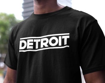Detroit Essential T-shirt: White, Bold Block Print, Dryblend