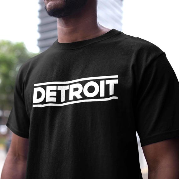 Detroit Essential T-shirt: White, Bold Block Print, Dryblend