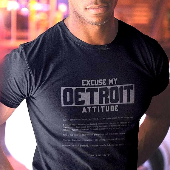 Excuse My Detroit Attitude T-Shirt, Classic Retro Dictionary Graphic Shirt Black