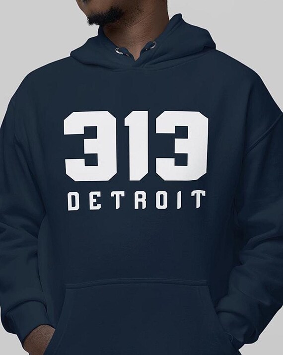 313 Detroit Area Code Hoodie, Classic Distressed Athletic Number Pullover Sweatshirt