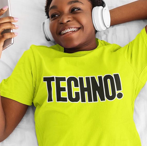 Unisex Techno Essential T-shirt, House Music Minimalist Bold Print Tee