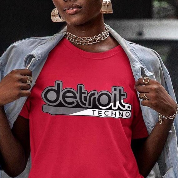 Detroit Techno Retro Sticker Look T-Shirt