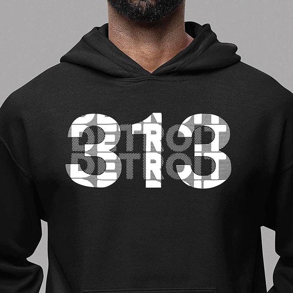313 Detroit Area Code Heavyweight Hoodie, Minimalist Essential
