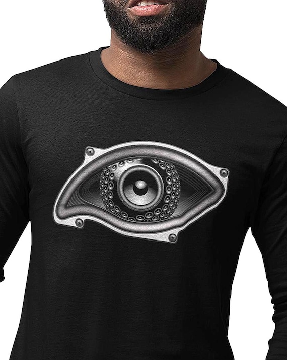 Eye Shaped Speaker Graphic Art Techno EDM Rave Party Longsleeve T-Shirt