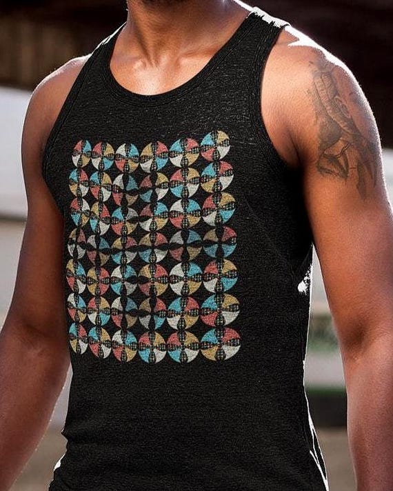 Abstract Tabono Adinkra Symbol Tank Top, African Abstract Geometric