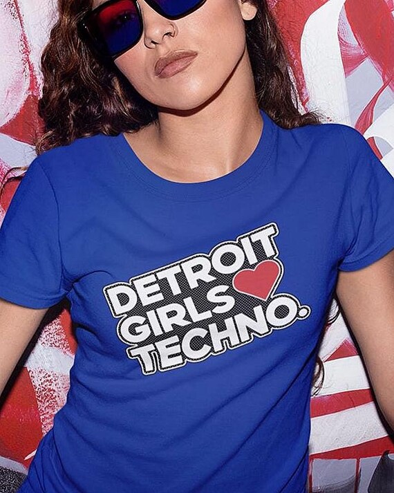Detroit Girls Love Techno Womens T-Shirt, EDM House Techno Music Lover
