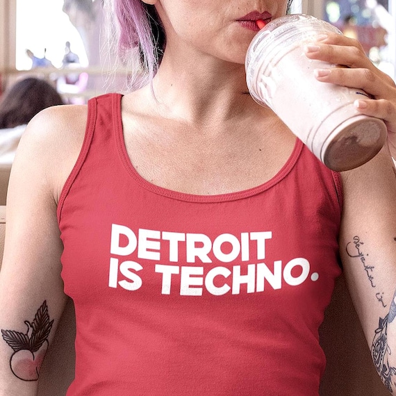 Detroit Is Techno Tank Top, Classic Electronic House Music Minimalist Sleeveless Shirt