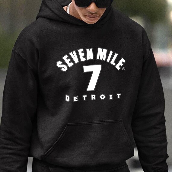 7 Mile Detroit Vintage Athletic Style Hoodie, Seven Mile Road Graphic Pullover Sweatshirt