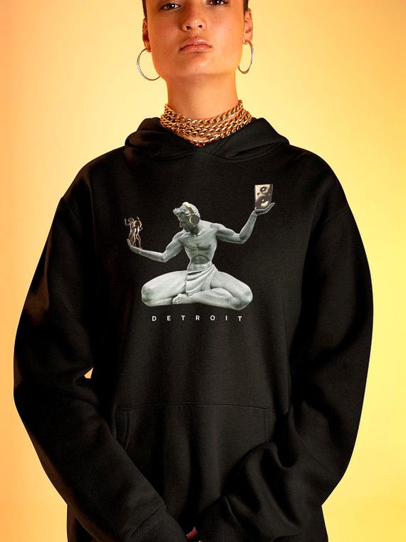Spirit of Detroit Techno Hoodie, Electronic Music DJ Statue Pullover