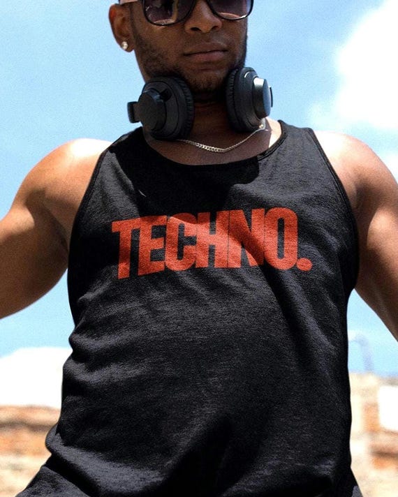 Techno Bold Print Tank Top Red