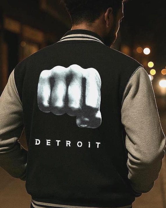 Detroit Joe Louis Fist Fleece Varsity Jacket