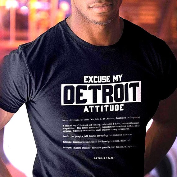 Excuse My Detroit Attitude T-Shirt, Classic Retro Dictionary Graphic Shirt White