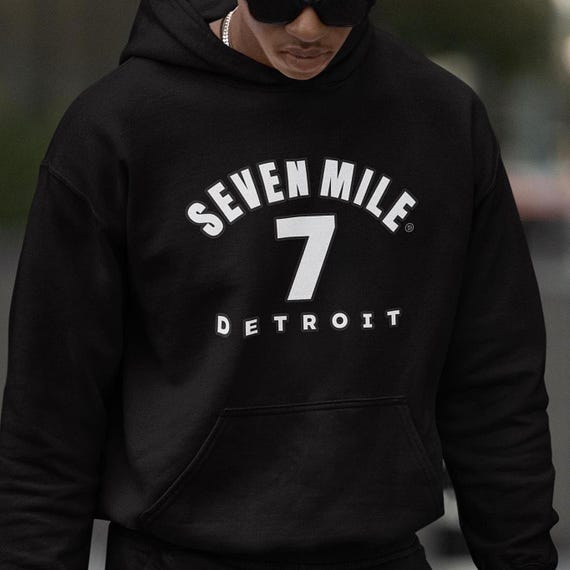 7 Mile Detroit Vintage Athletic Style Hoodie, Seven Mile Road Graphic Pullover Sweatshirt