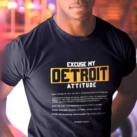 Excuse My Detroit Attitude T-Shirt, Classic Retro Style Hometown Graphic Shirt Orange