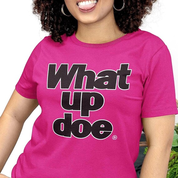 Detroit What Up Doe T-Shirt, Bold Outline Text Graphic T-shirt