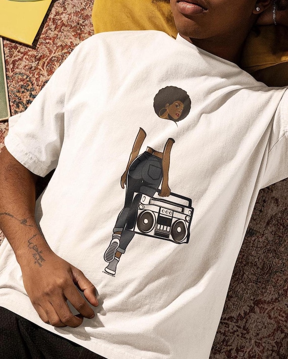 Retro Boombox Girl Classic T-Shirt, Music Lovers