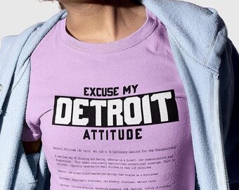 Excuse My Detroit Attitude T-Shirt, Classic Retro Dictionary Graphic Shirt Pastel Colors