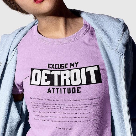 Excuse My Detroit Attitude T-Shirt, Classic Retro Dictionary Graphic Shirt Pastel Colors