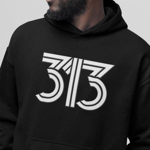 313 Detroit Area Code Heavyweight Hoodie, Minimalist    Essential
