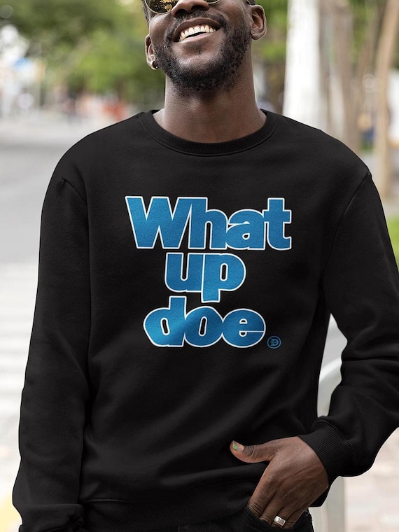 Detroit What Up Doe Crewneck Sweatshirt, Minimalist Industrial Streetwear Gift for Detroiters