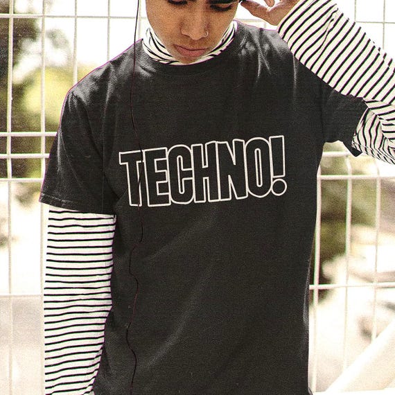 Unisex Techno Essential T-shirt, House Music Minimalist Bold Print Tee