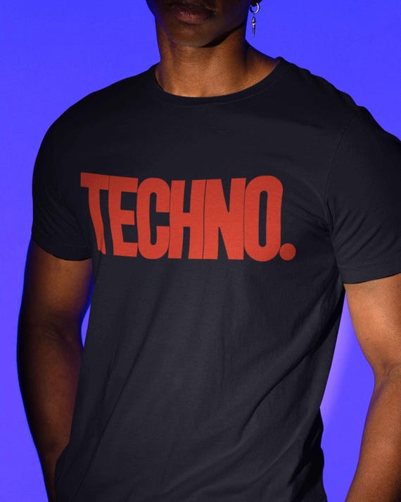 Techno!  Bold Print Graphic T Shirt Red